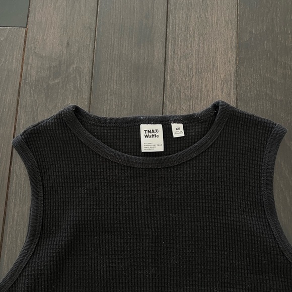 TNA Black Waffle Knit Muscle Tank - Picture 2 of 2